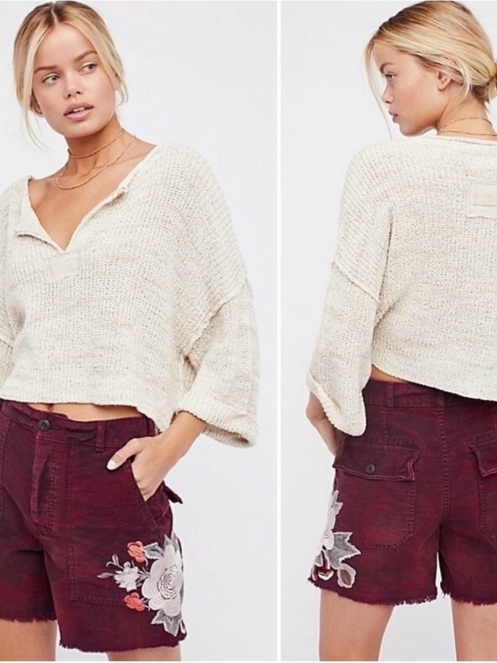 NWT Free People Scout Embroidered Camouflage Shorts